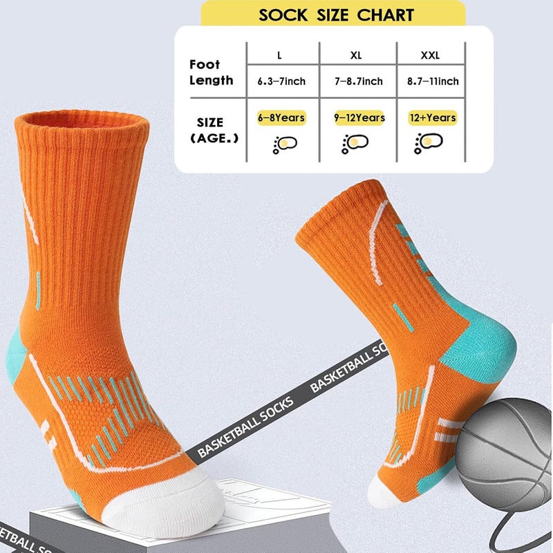 Zumou Boys Sock Basketball Athletic Kids Youth Sports Soccer Hiking Outdoor Crew Socks - Image 4